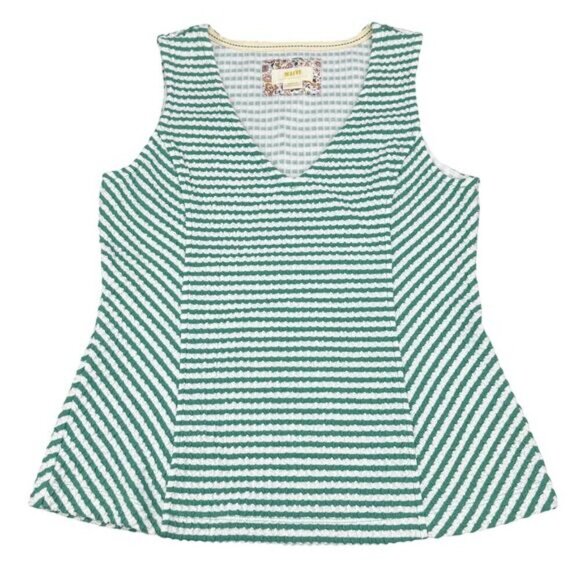 MAEVE Anthropologie Franconia Green & White Striped Tank Sz Small - Picture 3 of 6